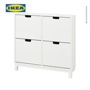 IKEA STALL Rak Kabinet Sepatu Dengan 4 Kompartmen Putih 96x17x90 cm