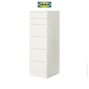 IKEA MALM Lemari Laci 6 Susun Putih Dengan Cernin Kaca Minimalis 40x123 cm