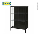IKEA RUDSTA Kabinet Pajangan Dengan Pintu Kaca Hitam 80x37x120 cm