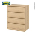 IKEA MALM Lemari Laci 4 Susun Minimalis Veneer Kayu Oak 80x100 cm