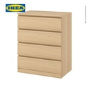 IKEA MALM Lemari Laci 4 Susun Minimalis Veneer Kayu Oak 80x100 cm