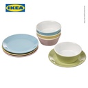 IKEA DUKTIG Set Mainan Mangkok / Piring Warna Campuran Isi 8pcs
