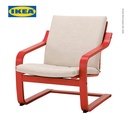 IKEA POANG Kursi Berlengan Sandaran Rendah Untuk Santai Merah /  Krem