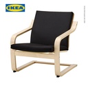 IKEA POANG Kursi Berlengan Sandaran Rendah Untuk Santai Krem / Vissle Hitam