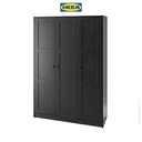 IKEA RAKKESTAD Lemari Pakaian 3 Pintu Minimalis Hitam 117x176 cm