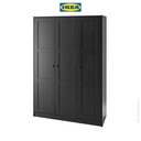 IKEA RAKKESTAD Lemari Pakaian 3 Pintu Minimalis Hitam 117x176 cm