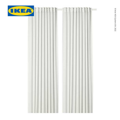 IKEA HILJA Tirai Gorden 1 Pasang Putih 145x250 cm Sepasang Isi 2pcs