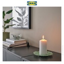 IKEA SILKESTRAD Piring Tempat Lilin Hijau Muda 18cm