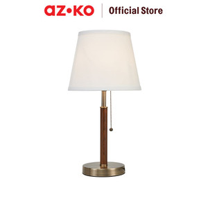 [EZO.0800010] AZKO Eglare Set 3 Pcs Lustre Lampu Meja & Lampu Lantai Brass - Cokelat Walnut/Putih Standing Floor Light Table Light Lampu Tiang Lampu Meja Dekorasi Indoor