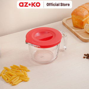 [EZO.0800014] AZKO Culinart 500 ml Gelas Takar Kaca Dengan Tutup - Merah Measure Glass Food Grade Cup Penakar Perlengkapan Masak Perlengkapan Dapur