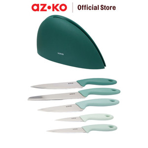 [EZO.0800041] AZKO Kris Set 6 Pcs Pisau Dapur Dengan Block Penyimpanan - Hijau Knife Block Set Multifunctional Cooking Knife Alat Pemotong Serbaguna Piso Tajam Kitchen Tools Peralatan Masak