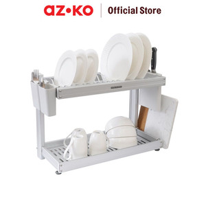 [EZO.0800049] AZKO Stora Masterspace Rak Piring 2 Tingkat Aluminium Medium - Silver