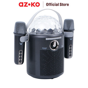 [EZO.0800065] AZKO Sovox Speaker Karaoke Bluetooth Led 2 Mic - Hitam Perangkat Elektronik Spiker Audio Electronic