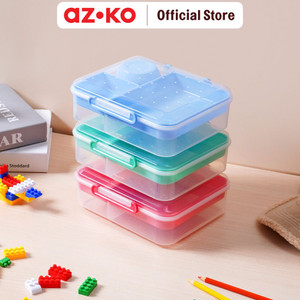 [EZO.0800077] AZKO Ataru 2.15 ltr Kotak Makan 3 Sekat - Merah Lunch Box Food Grade Food Box Kotak Bekal Makan Wadah Makanan