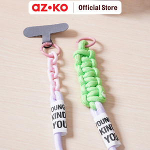 [EZO.0800087] AZKO Ataru Lanyard Color Block Strap - Ungu/Hijau Tali Leher Name Tag Id Card Kartu Akses Gantungan Tanda Pengenal Tali Gantungan Hp
