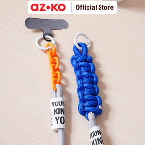 [EZO.0800088] AZKO Ataru Lanyard Color Block Strap - Abu-Abu/Biru Tali Leher Name Tag Id Card Kartu Akses Gantungan Tanda Pengenal Tali Gantungan Hp