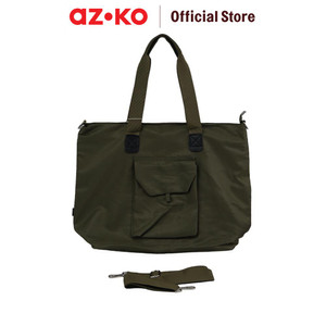 [EZO.0800113] AZKO Ataru Tote Bag Nylon Dengan Kompartemen Depan - Hijau Tas Bahu Stylish Totebag Serbaguna Multifunctional Bag Tas Travel Praktis