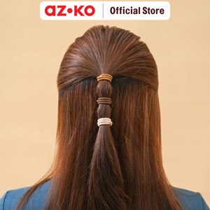 [EZO.0800159] AZKO Ataru Set 24 Pcs Ikat Rambut Elastis - Cokelat Karet Rambutelastic Hair Bandikatan Lucuaksesori Rambut Simpel