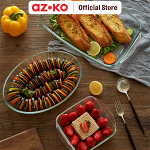 [EZO.0800176] AZKO Culinart 2 ltr Loyang Kue Kaca Oval Tray Adonan Wadah Panggang Kue Cetakan Keik Baking Pan Perlengkapan Masak