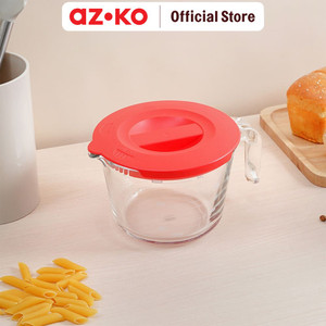[EZO.0800178] AZKO Culinart 1 ltr Gelas Takar Kaca Dengan Tutup - Merah Measure Glass Food Grade Cup Penakar Perlengkapan Masak Perlengkapan Dapur