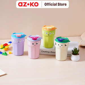 [EZO.0800202] AZKO Ataru 420 ml Mug Vacuum Flask - Hijau/Kuning tempat air minum panas dingin wadah minuman vakum flask perlengkapan minum