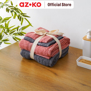 [EZO.0800224] AZKO Forhom Set 4 Pcs Handuk Mandi - Abu- Abu/Rose bath towel set handuk dewasa anduk badan perlengkapan mandi