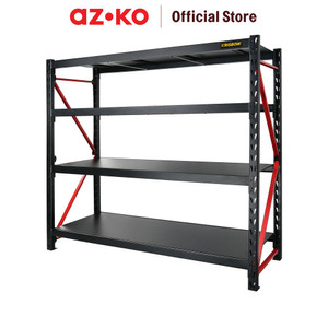 [EZO.0800239] AZKO Krisbow 195X61X183 cm Rak Besi 4 Tingkat - Hitam storage rack metal tempat penyimpanan serbaguna rak barang organizer gudang