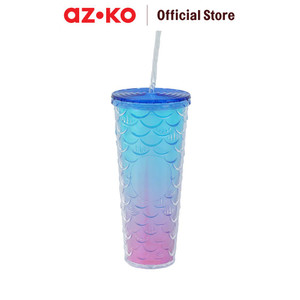 [EZO.0800249] AZKO Ataru 720 ml Tumbler Double Wall Dengan Sedotan Ps Pp wadah minuman food grade botol tumbler bening double wall drinkware water bottle travel