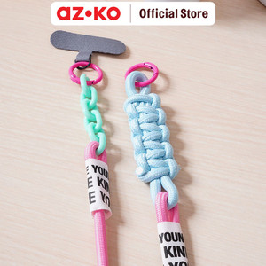 [EZO.0800261] AZKO Ataru Lanyard Color Block Strap - Pink/Hijau tali leher name tag id card kartu akses gantungan tanda pengenal tali gantungan hp