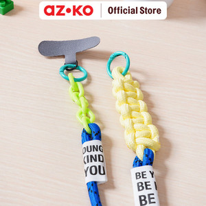 [EZO.0800262] AZKO Ataru Lanyard Color Block Strap - Biru/Kuning tali leher name tag id card kartu akses gantungan tanda pengenal tali gantungan hp