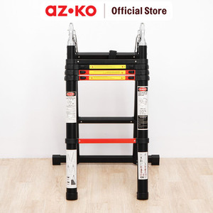 [EZO.0800273] AZKO Fixsteps 3.8 mtr Tangga Teleskopik Soft Close 2X5 Step - Hitam telescopic ladder multifunction household ladder peralatan rumah