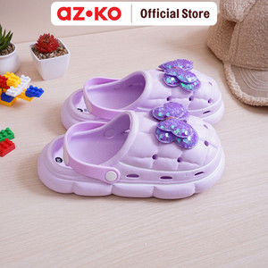 [EZO.0800306] AZKO Ataru Ukuran 24/25 Sandal Anak Clogs Butterfly - Ungu kid slippers sepatu sandal alas kaki sendal santai anak