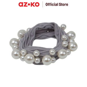 [EZO.0800352] AZKO Ataru Set 2 Pcs Ikat Rambut Dengan Pearl - Abu-Abu/Hitam hair tie aksesoris karet rambut cewek scrunchy wanita motif scrunchies lucu