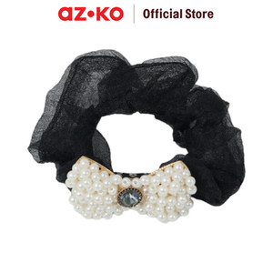 [EZO.0800355] AZKO Ataru Ikat Rambut Pearl Dengan Pendant - Putih / Hitam hair tie aksesoris karet rambut cewek iket rambut wanita
