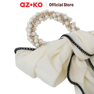 [EZO.0800360] AZKO Ataru Ikat Rambut Pearl Dengan Ribbon - Putih hair tie aksesoris karet rambut cewek iket rambut wanita
