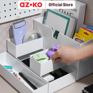 [EZO.0800368] AZKO Stora Set 5 Pcs Organizer Meja Modular - Putih desk storage box tempat alat tulis minimalis serbaguna wadah penyimpanan multifungsi organizer meja