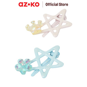 [EZO.0800403] AZKO Ataru Set 2 Pcs Jepit Rambut Star Outline Gem - Pink/Biru hair clip aksesoris jepitan cewek penjepit hiasan rambut wanita aksesori kepala