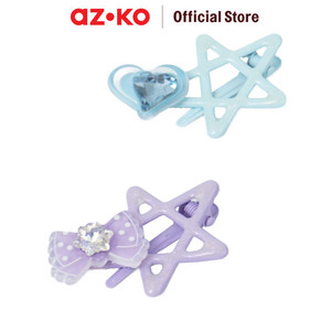 [EZO.0800405] AZKO Ataru Set 2 Pcs Jepit Rambut Star Outline Gem - Biru/Ungu hair clip aksesoris jepitan cewek penjepit hiasan rambut wanita aksesori kepala