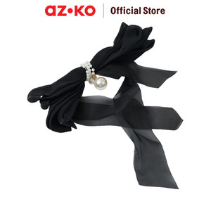 [EZO.0800438] AZKO Ataru Jepit Rambut Big Ribbon Dengan Pearl - Hitam hair clip aksesoris jepitan cewek penjepit hiasan rambut wanita aksesori kepala