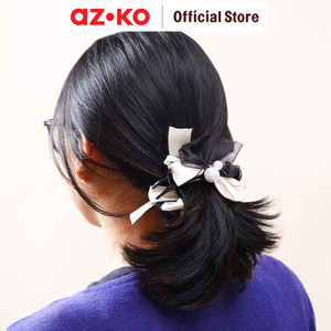 [EZO.0800451] AZKO Ataru Jepit Rambut Pearl Ribbon - Krem/Hitam hair clip claw aksesoris jepitan cewek penjepit hiasan rambut wanita aksesori kepala