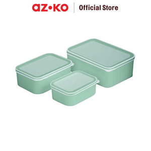 [EZO.0800457] AZKO Ataru Set 3 Pcs Wadah Makanan Dengan Tutup - Hijau food container kotak makan food grade serbaguna tempat makanan food storage kitchenware