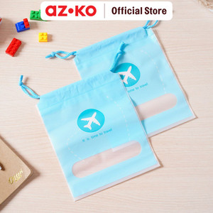 [EZO.0800458] AZKO Ataru 16X20 cm Set 2 Pcs Pouch Travel Serut Kantong Organizer Kecil Tempat Kosmetik Pouch Aksesoris