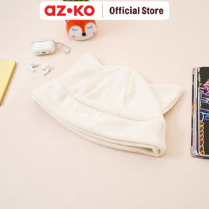 [EZO.0800477] AZKO Ataru Topi Beanie Knit Dengan Ears - Krem Beige beanie hat topi rajut tutupan kepala aksesoris kepala fashion wanita pria