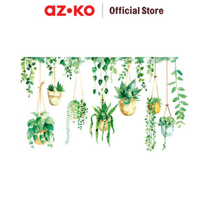 [EZO.0800559] AZKO Forhom Stiker Dinding Hanging Plants Pot - Hijau wall sticker dekorasi rumah tempel hiasan tembok motif home interior decoration
