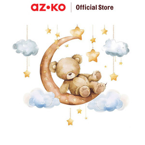 [EZO.0800562] AZKO Forhom Stiker Dinding Moon Bear wall sticker dekorasi rumah tempel hiasan tembok motif home interior decoration