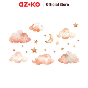 [EZO.0800570] AZKO Forhom 84X51 cm Stiker Dinding Cloudies - Pink wall sticker dekorasi rumah tempel hiasan tembok motif home interior decoration