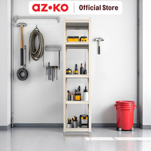 [EZO.0800594] AZKO Masterspace Urban Rak Besi 5 Tingkat 45X30X183 cm - Krem Beige Storage Rack Metal Tempat Penyimpanan Serbaguna Rak Barang Organizer Gudang