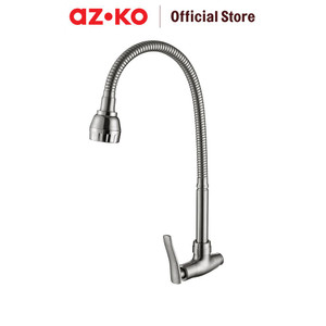 [EZO.0800602] AZKO Fosa 1/2 inci Keran Dapur Wall Fleksibel Stainless Steel - Silver Kitchen Sink Faucet Peralatan Dapur Kran Air Wastafel