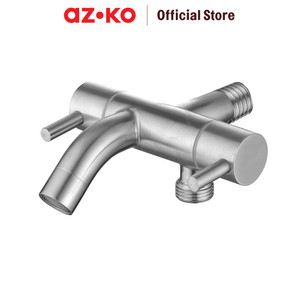 [EZO.0800606] AZKO Fosa 1/2 inci Keran Air Dua Arah Stainless Steel T-1231Ss - Silver Satin Cold Tap Kran Air Kamar Mandi Kran Bathroom Tools