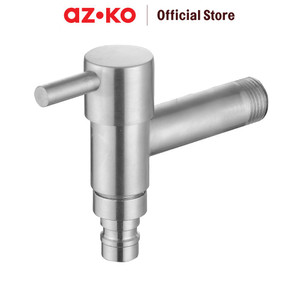 [EZO.0800608] AZKO Fosa 1/2 inci Keran Air Stainless Steel Flange T-1272Ss- Sivler Satin Cold Tap Kran Air Kamar Mandi Kran Bathroom Tools